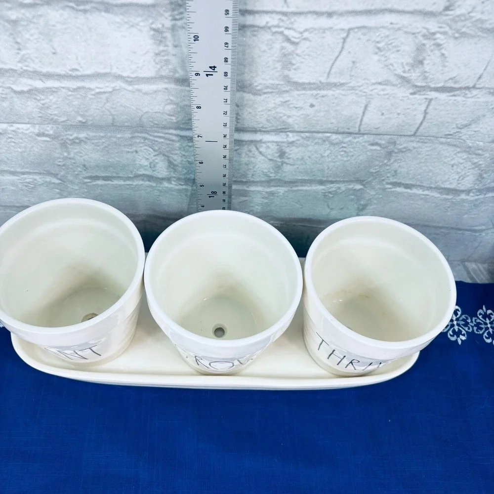 Rae Dunn 4 Piece Flower Planter Plant Grow Thrive